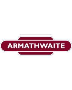 Metal totem-style station sign: Armathwaite