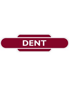 Metal totem-style station sign: Dent