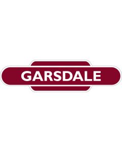 Metal totem-style station sign: Garsdale