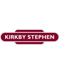 Metal totem-style station sign: Kirkby Stephen