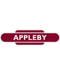 Metal totem-style station sign: Appleby