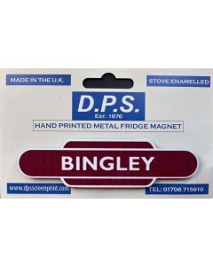 Metal totem-style station sign: Bingley