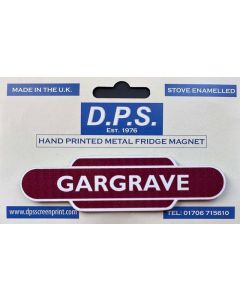 Metal totem-style station sign: Gargrave